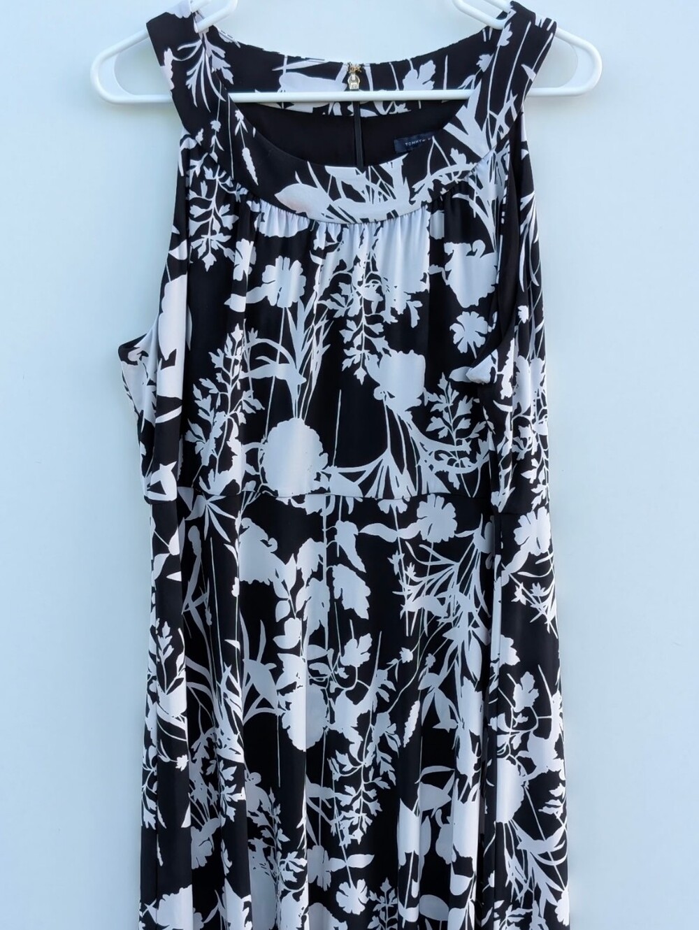 Tommy Hilfiger black and white floral print fit and flare sleeveless dress